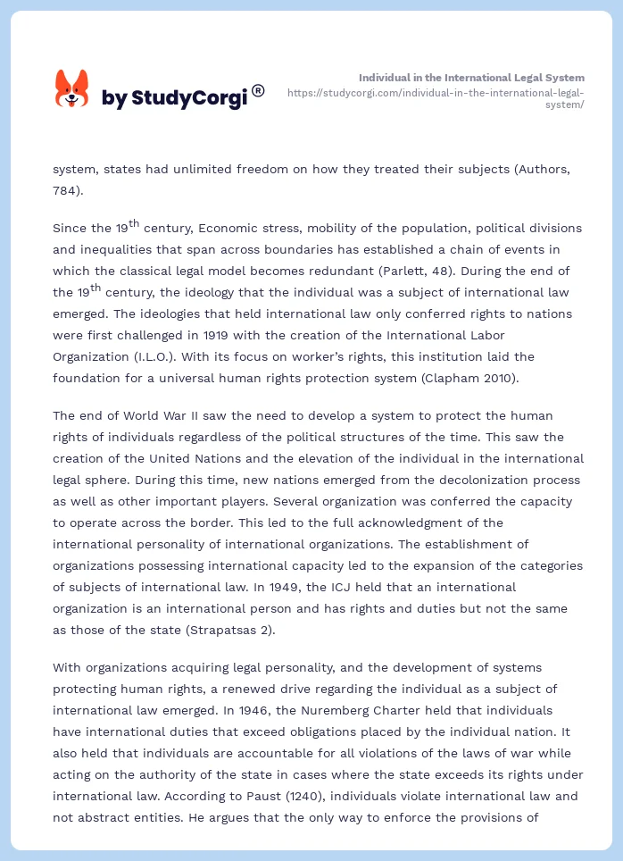 Individual in the International Legal System. Page 2