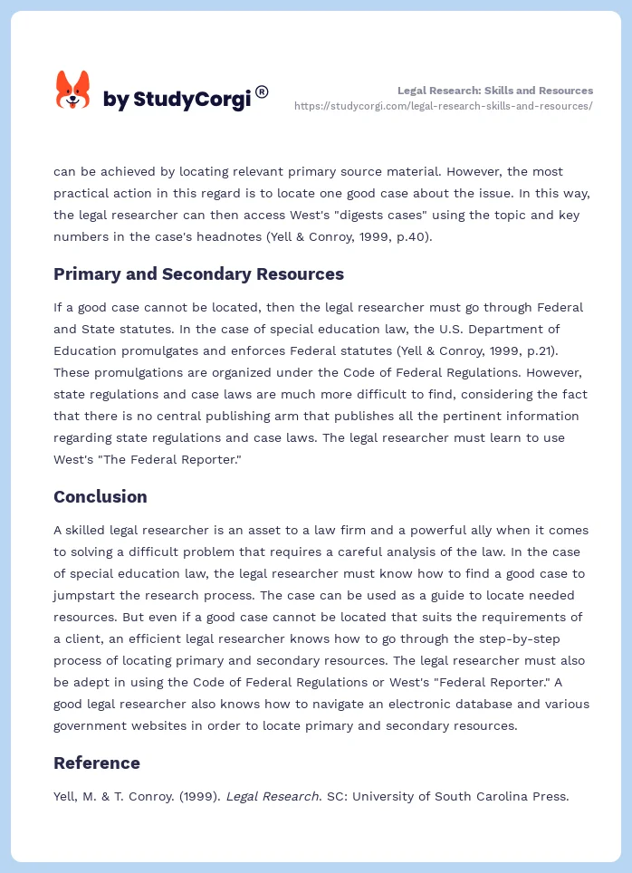 Legal Research: Skills and Resources. Page 2