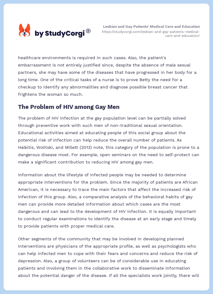 Lesbian and Gay Patients' Medical Care and Education. Page 2