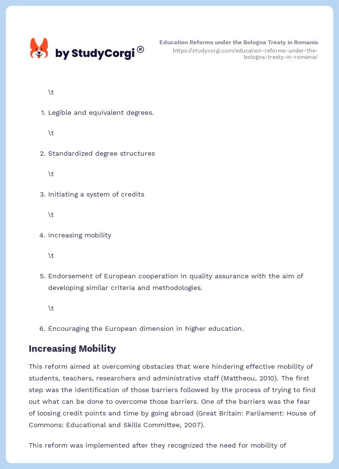 Education Reforms under the Bologna Treaty in Romania. Page 2