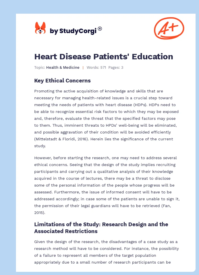 Heart Disease Patients' Education. Page 1