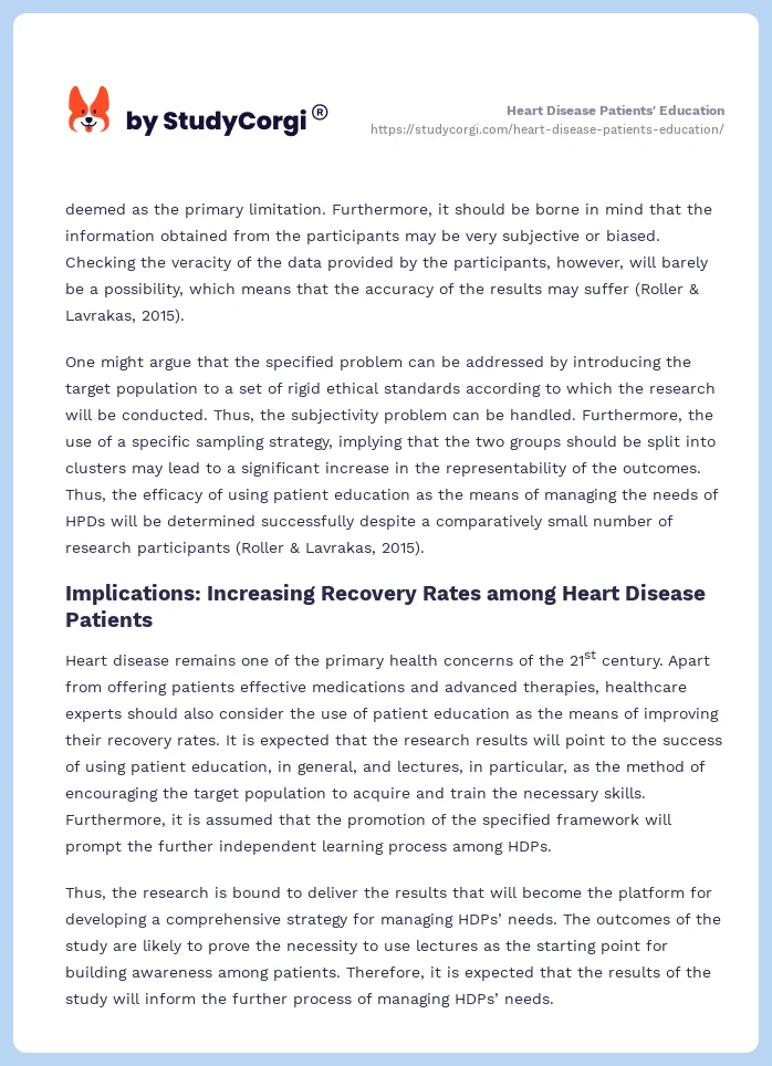 Heart Disease Patients' Education. Page 2