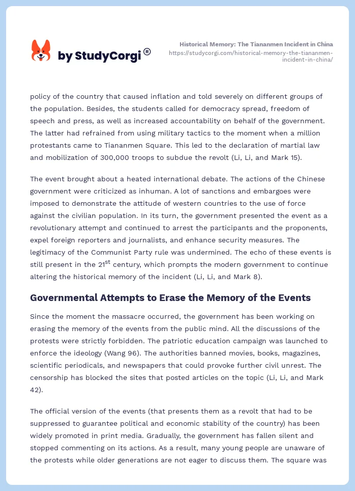 Historical Memory: The Tiananmen Incident in China. Page 2