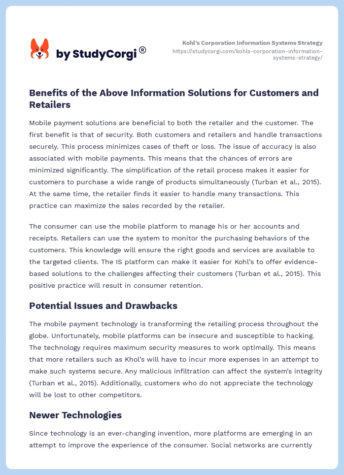 Kohl’s Corporation Information Systems Strategy. Page 2