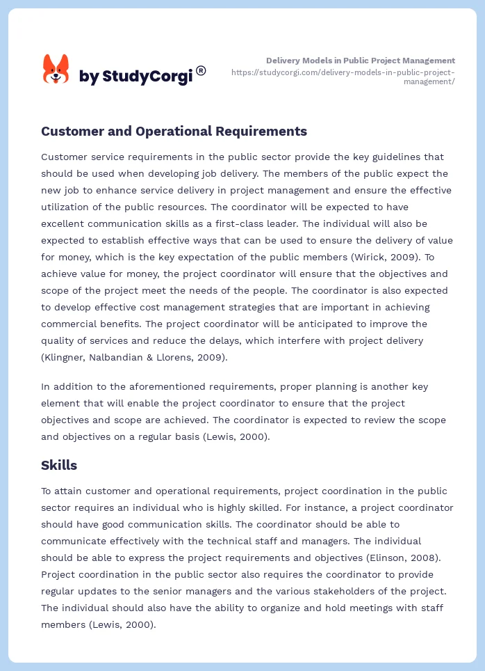 Delivery Models in Public Project Management. Page 2