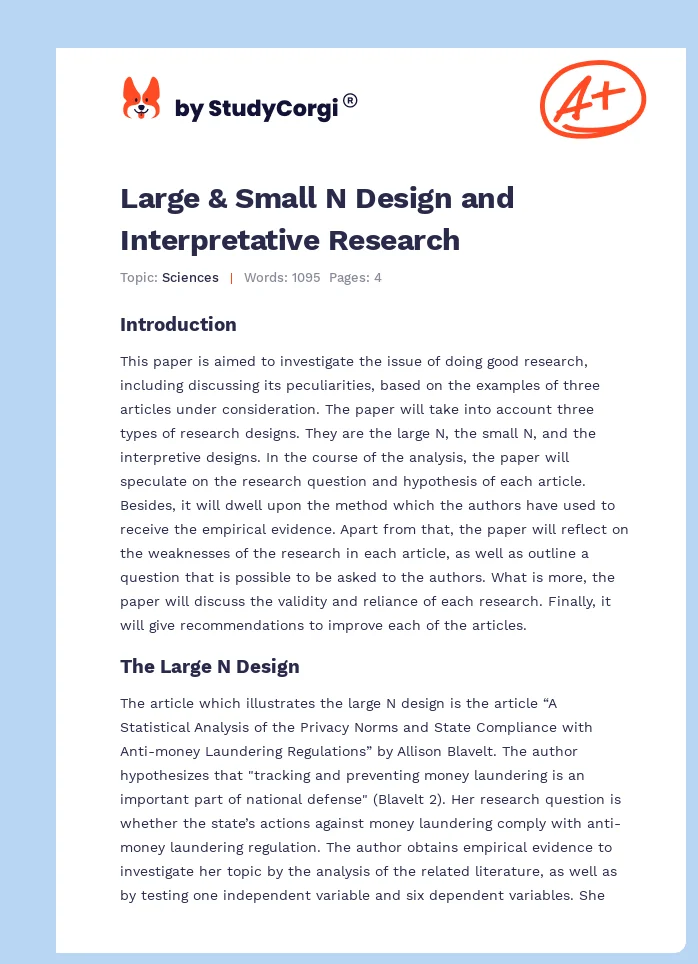 Large & Small N Design and Interpretative Research. Page 1