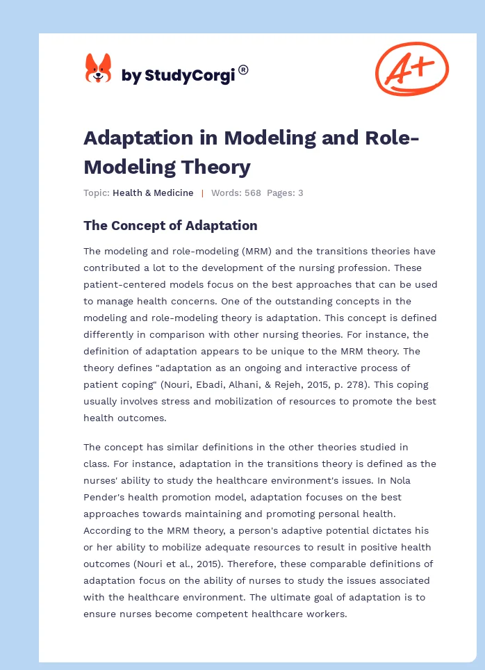 Adaptation in Modeling and Role-Modeling Theory. Page 1