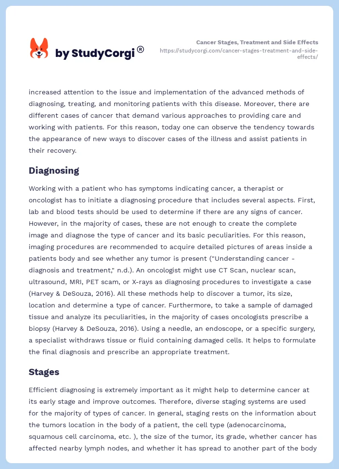 Cancer Stages, Treatment and Side Effects. Page 2