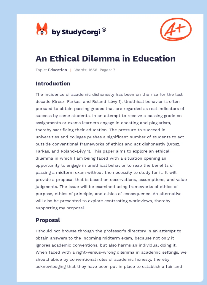 An Ethical Dilemma in Education. Page 1