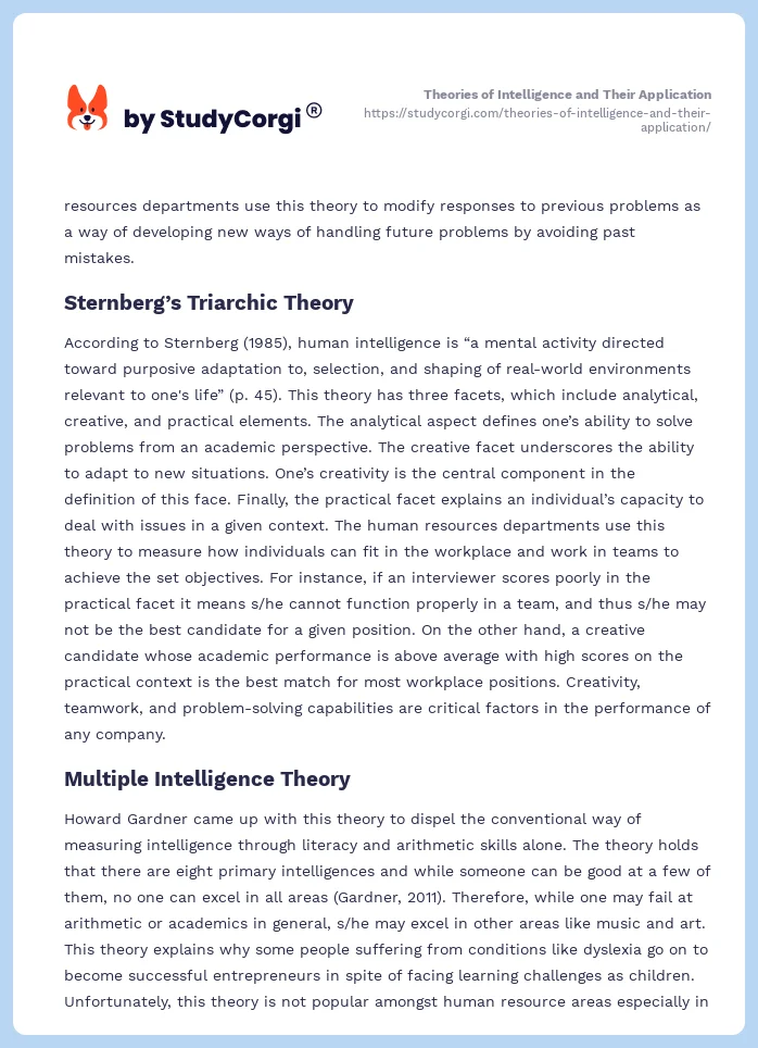 Theories of Intelligence and Their Application. Page 2