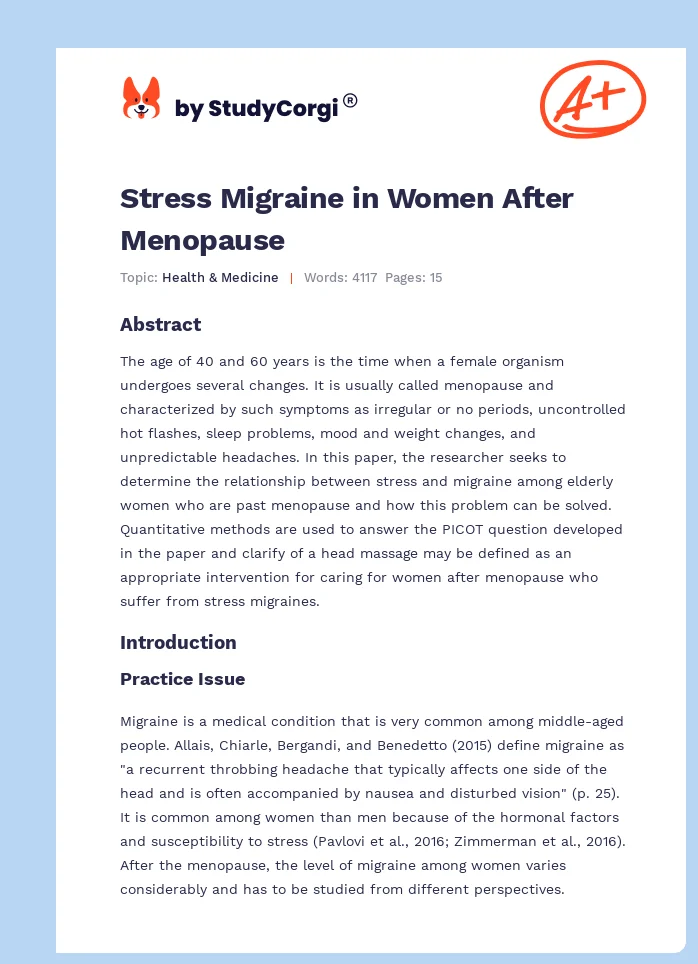 Stress Migraine in Women After Menopause. Page 1