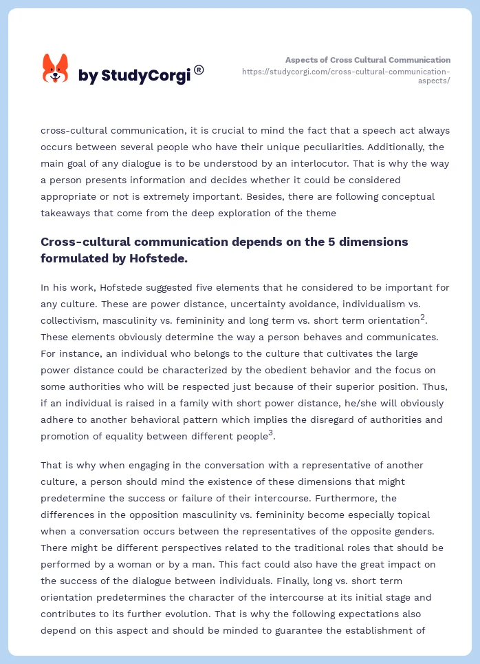 Aspects of Cross Cultural Communication. Page 2