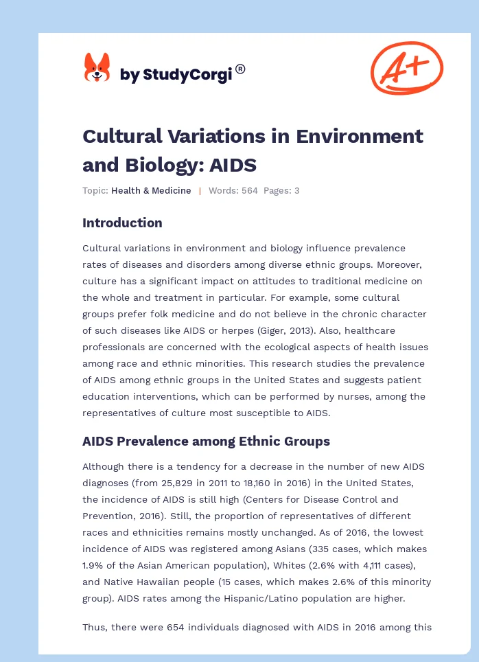 Cultural Variations in Environment and Biology: AIDS. Page 1