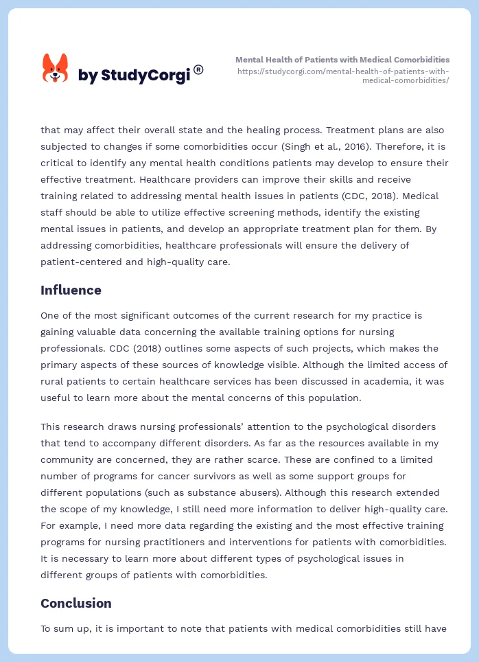 Mental Health of Patients with Medical Comorbidities. Page 2