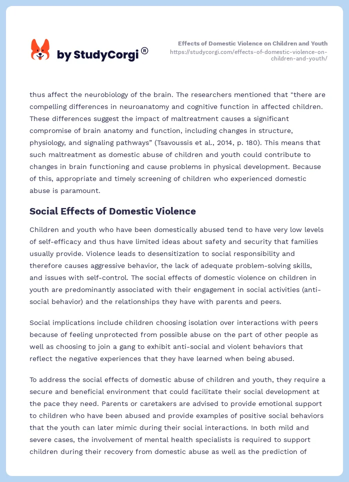 Effects of Domestic Violence on Children and Youth. Page 2