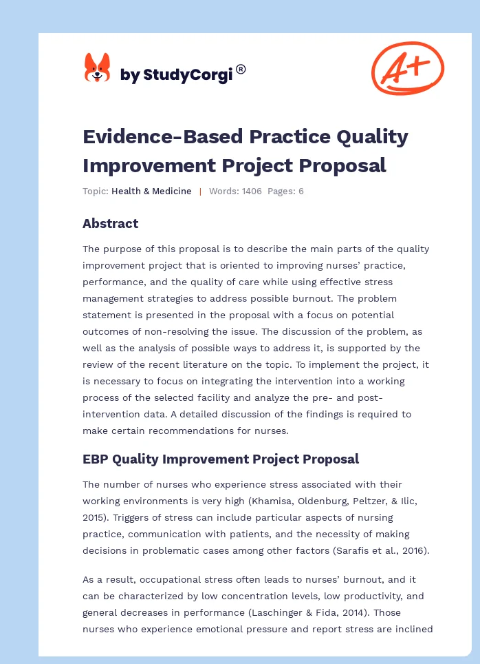 Evidence-Based Practice Quality Improvement Project Proposal. Page 1