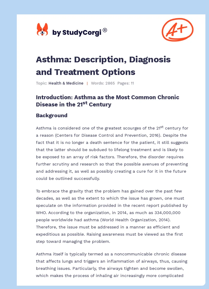 Asthma: Description, Diagnosis and Treatment Options. Page 1
