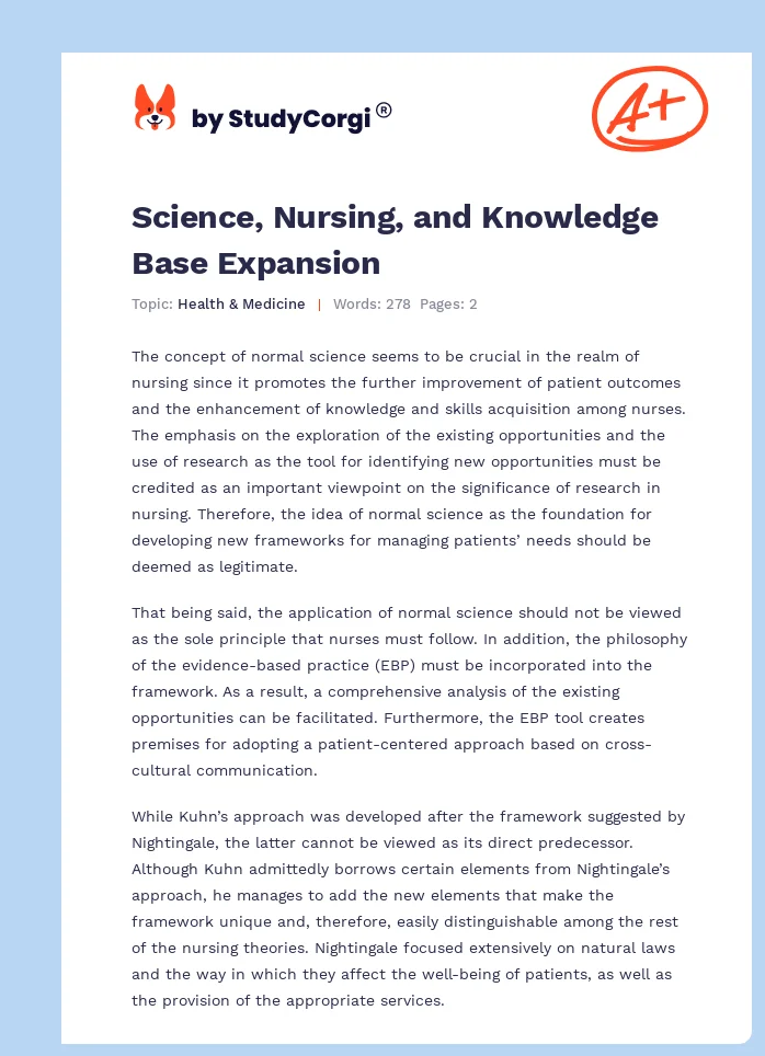 Science, Nursing, and Knowledge Base Expansion. Page 1