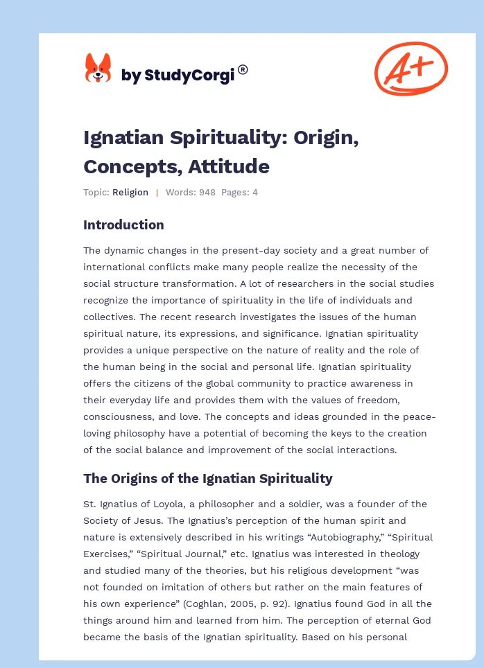 Ignatian Spirituality: Origin, Concepts, Attitude. Page 1