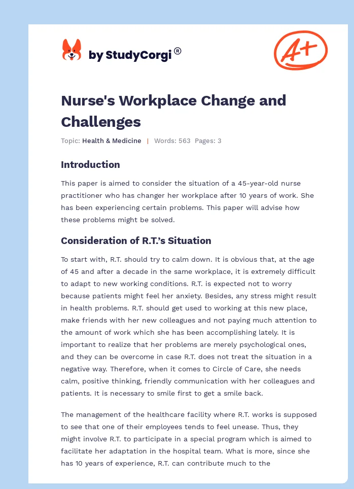 Nurse's Workplace Change and Challenges. Page 1