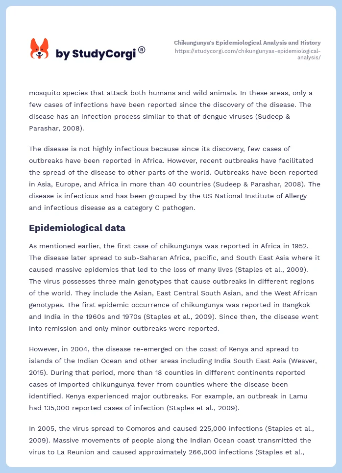 Chikungunya's Epidemiological Analysis and History. Page 2