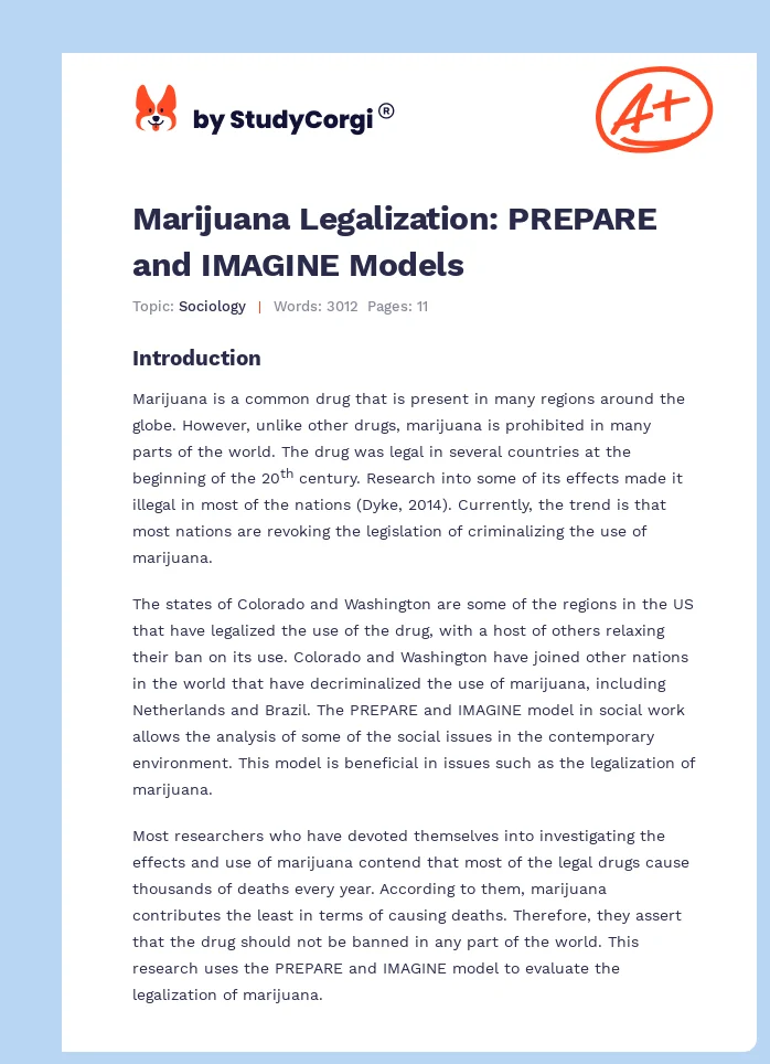 Marijuana Legalization: PREPARE and IMAGINE Models. Page 1
