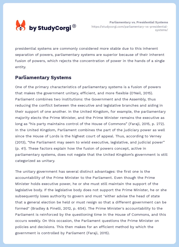 Parliamentary vs. Presidential Systems. Page 2