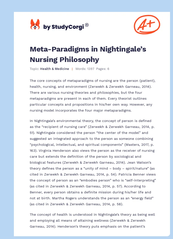 Meta-Paradigms in Nightingale’s Nursing Philosophy. Page 1