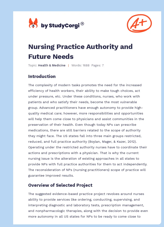 Nursing Practice Authority and Future Needs. Page 1