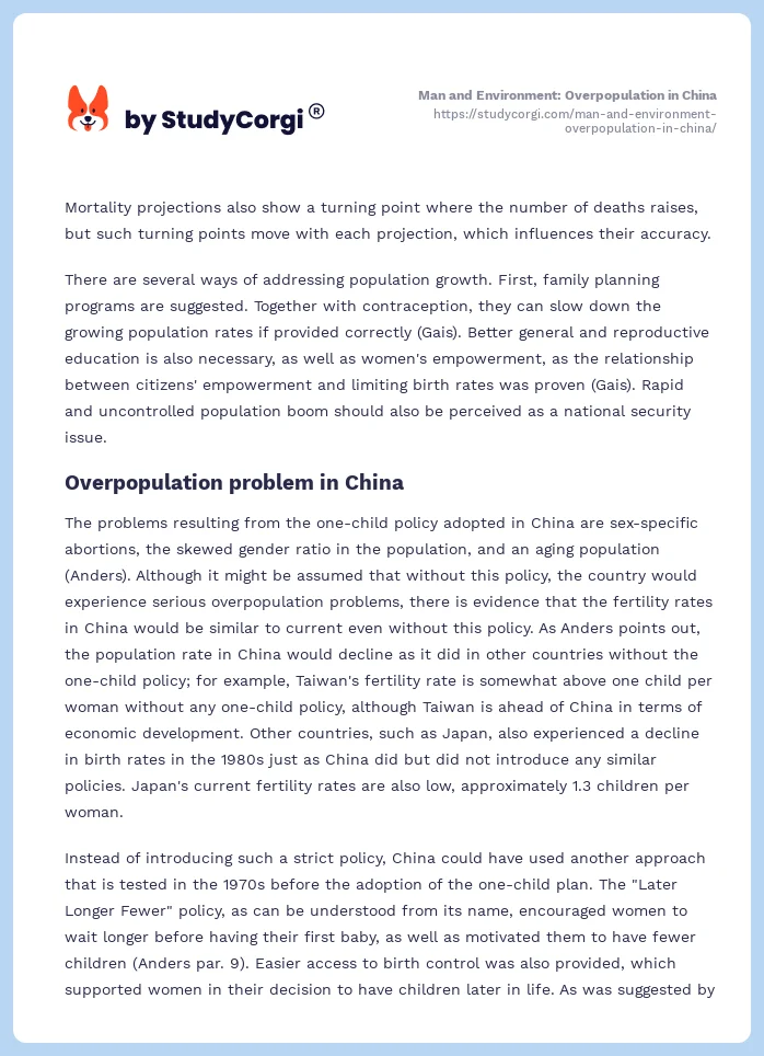 Man and Environment: Overpopulation in China. Page 2