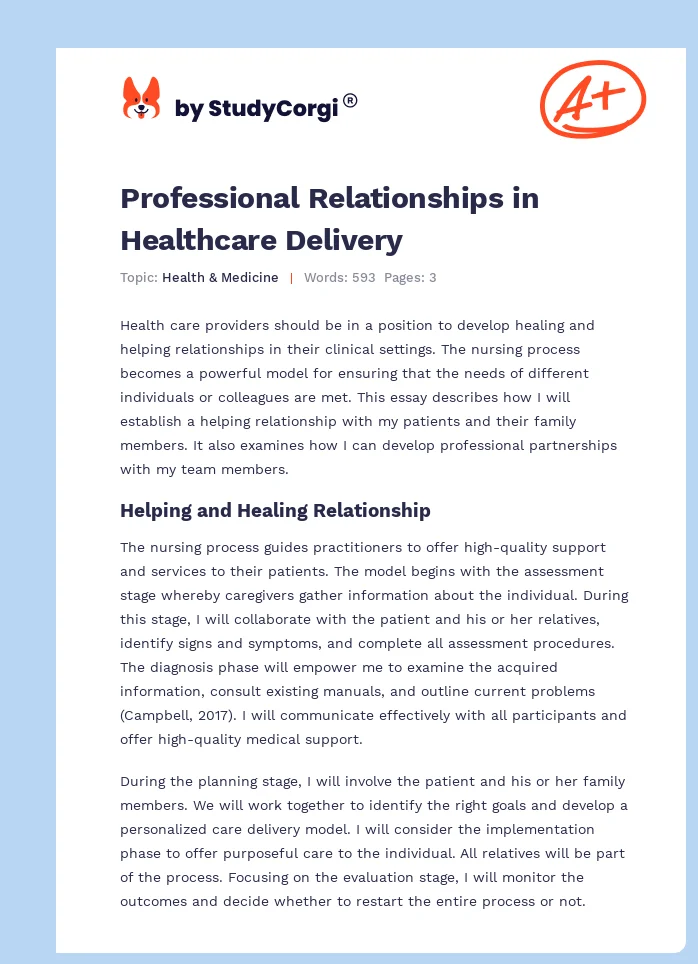 Professional Relationships in Healthcare Delivery. Page 1