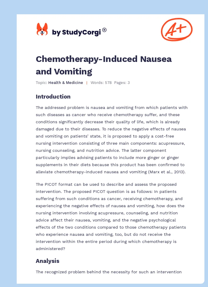 Chemotherapy-Induced Nausea and Vomiting. Page 1