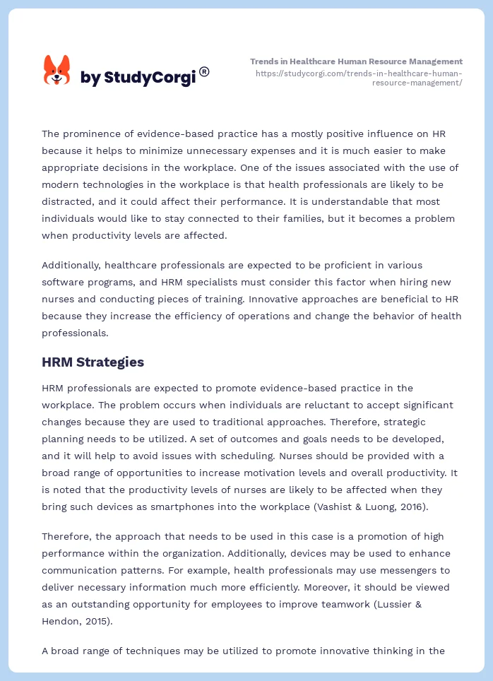 Trends in Healthcare Human Resource Management. Page 2