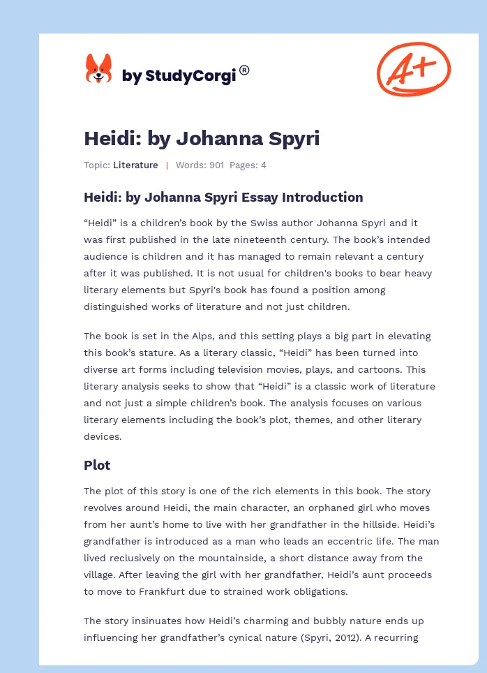 Heidi: by Johanna Spyri. Page 1