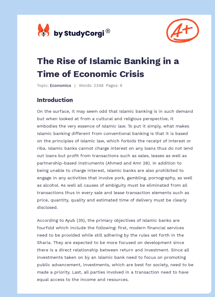 The Rise of Islamic Banking in a Time of Economic Crisis. Page 1
