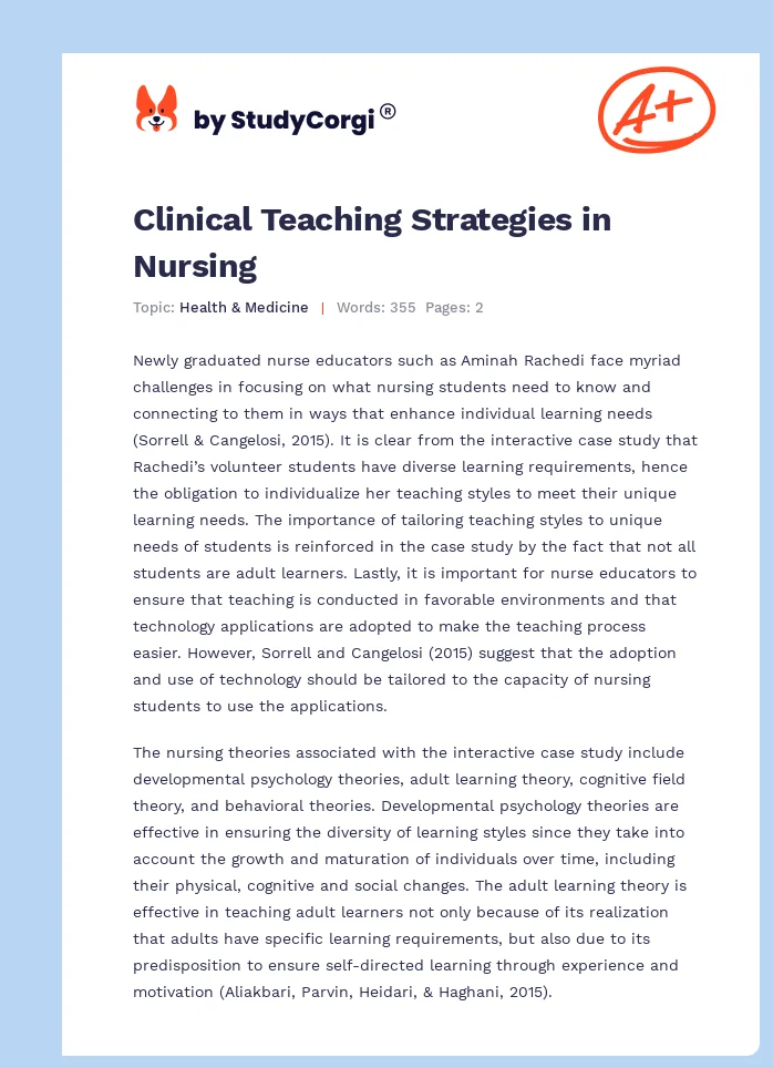 Clinical Teaching Strategies in Nursing. Page 1
