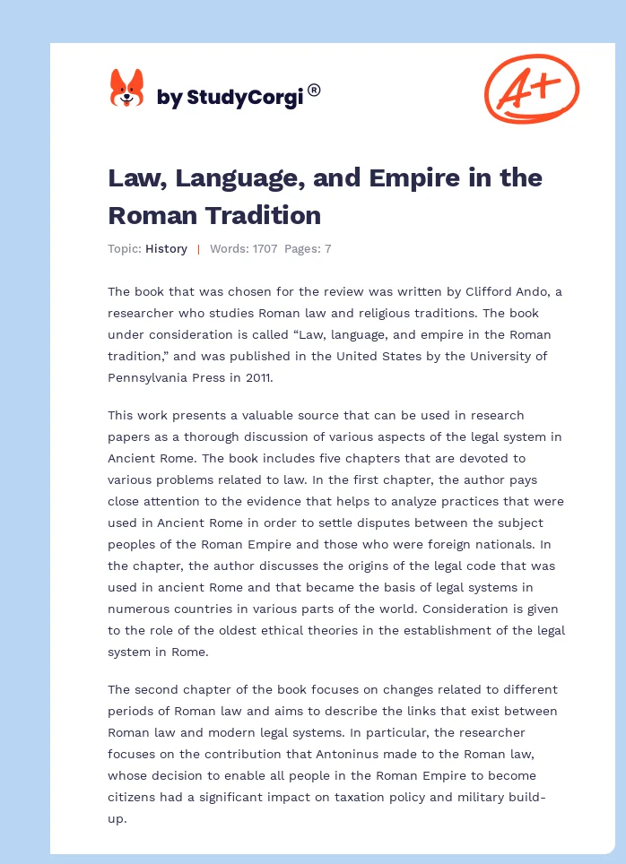 Law, Language, and Empire in the Roman Tradition. Page 1