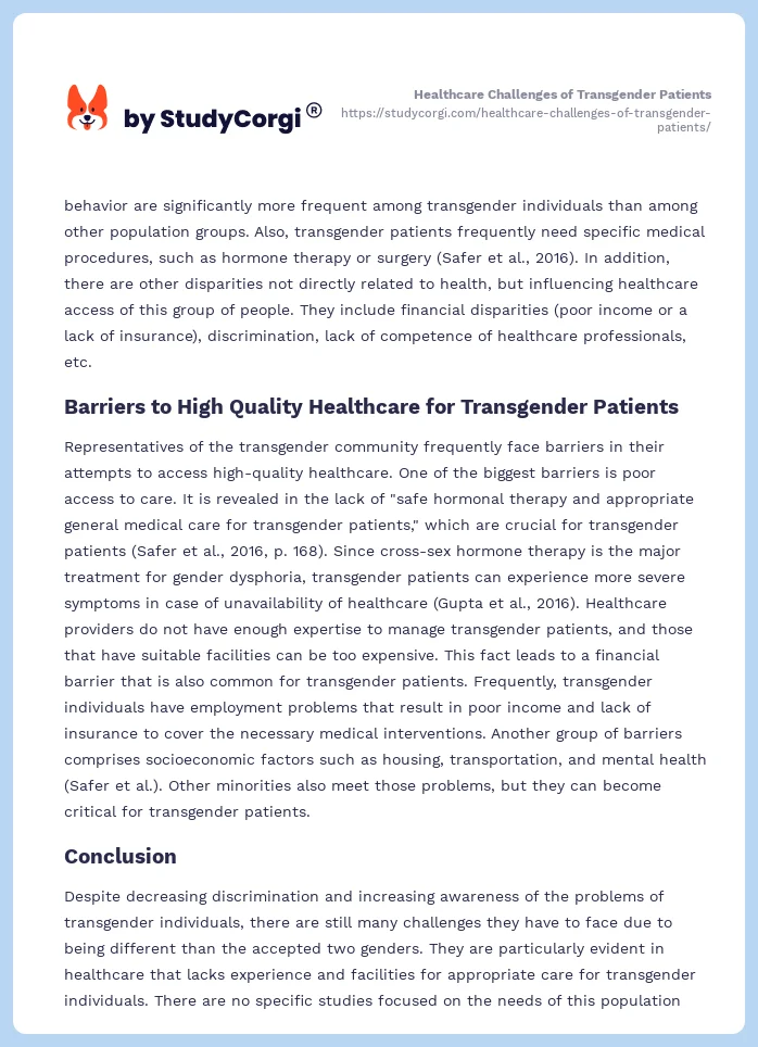 Healthcare Challenges of Transgender Patients. Page 2