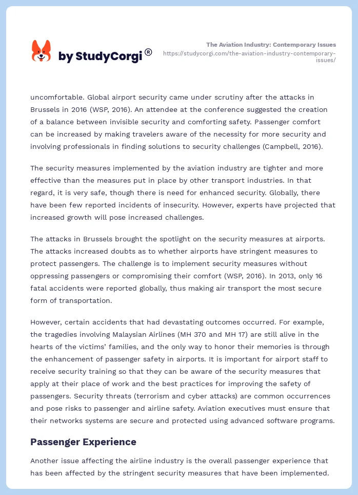 The Aviation Industry: Contemporary Issues. Page 2