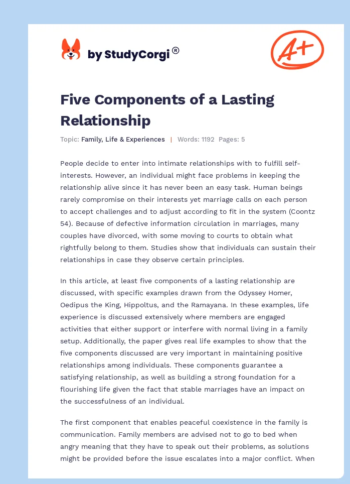 Five Components of a Lasting Relationship. Page 1