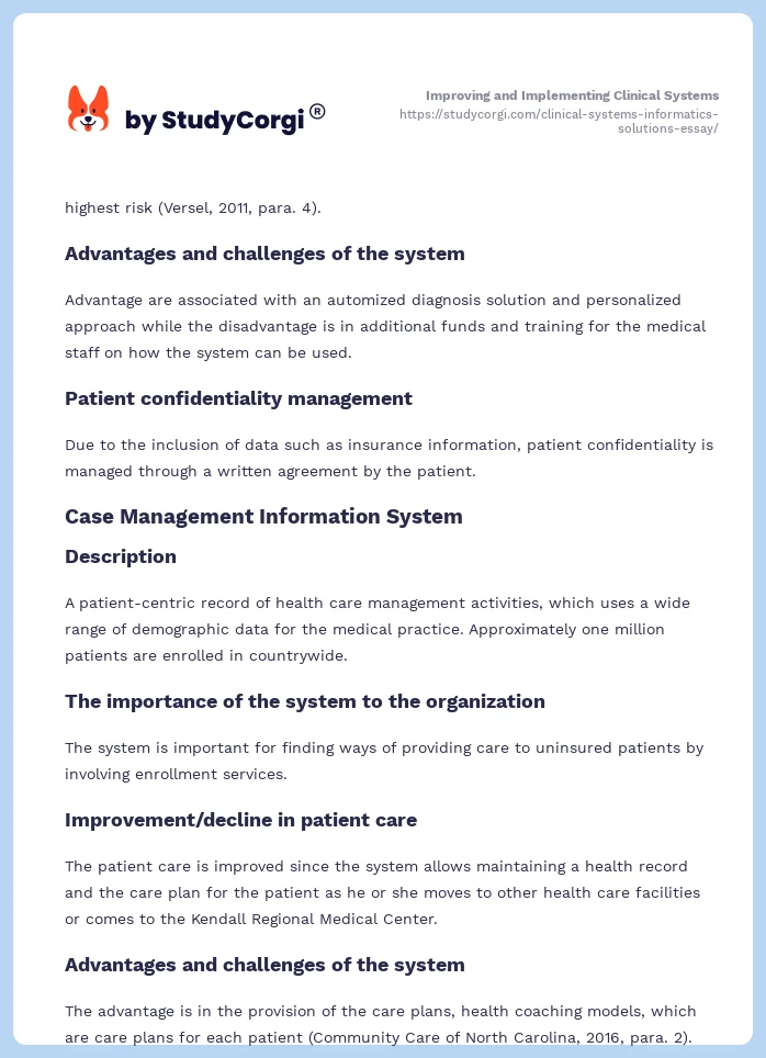 Improving and Implementing Clinical Systems. Page 2