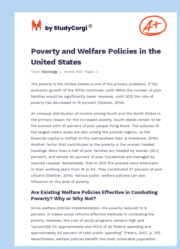 Poverty and Welfare Policies in the United States. Page 1