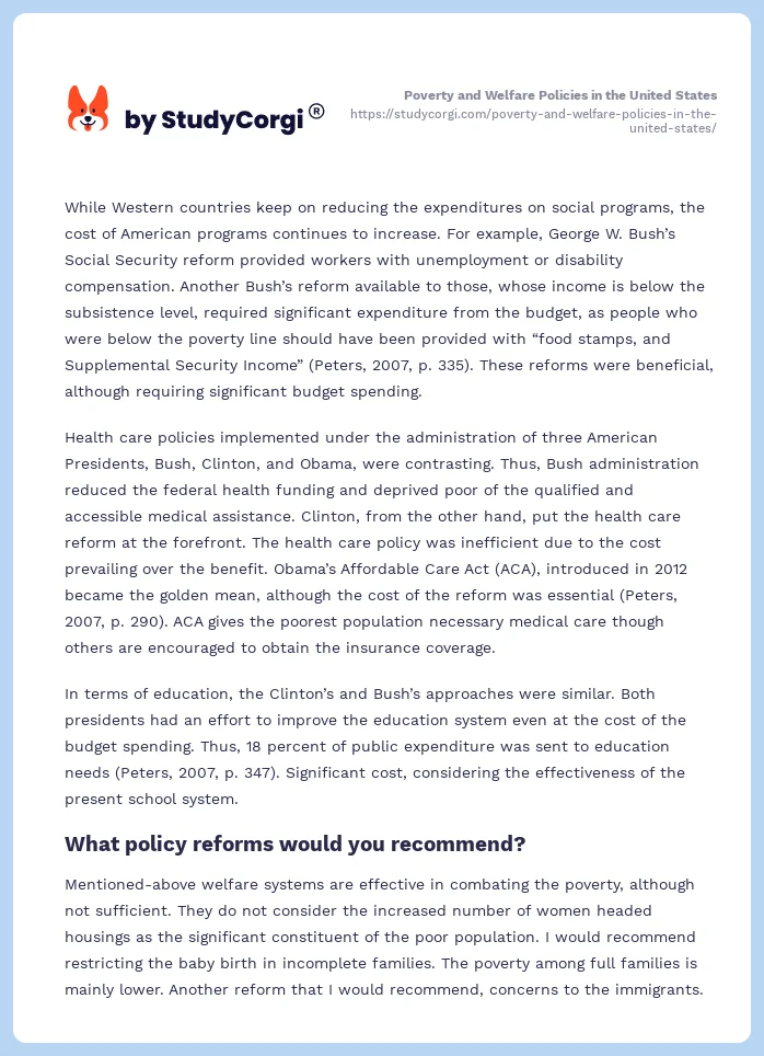 Poverty and Welfare Policies in the United States. Page 2