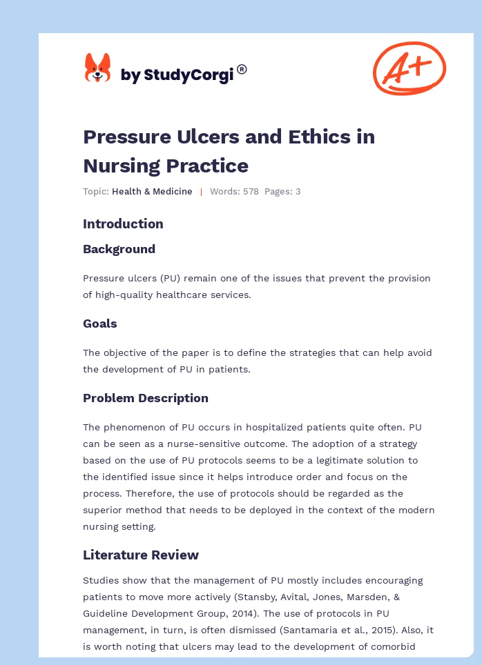Pressure Ulcers and Ethics in Nursing Practice. Page 1