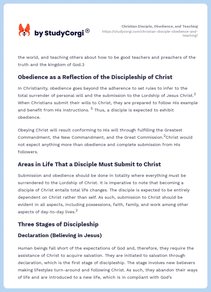 Christian Disciple, Obedience, and Teaching. Page 2