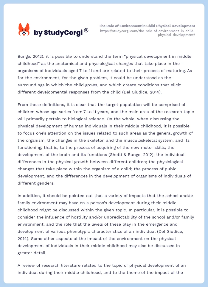 The Role of Environment in Child Physical Development. Page 2