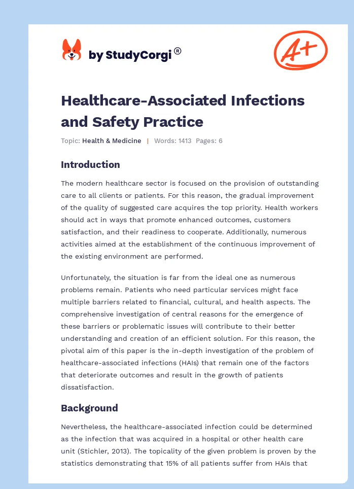 Healthcare-Associated Infections and Safety Practice. Page 1