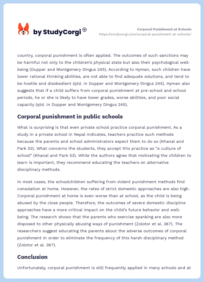 corporal punishment essay conclusion