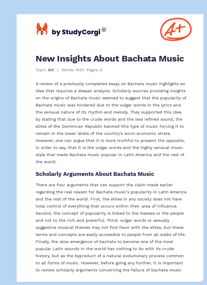 New Insights About Bachata Music. Page 1