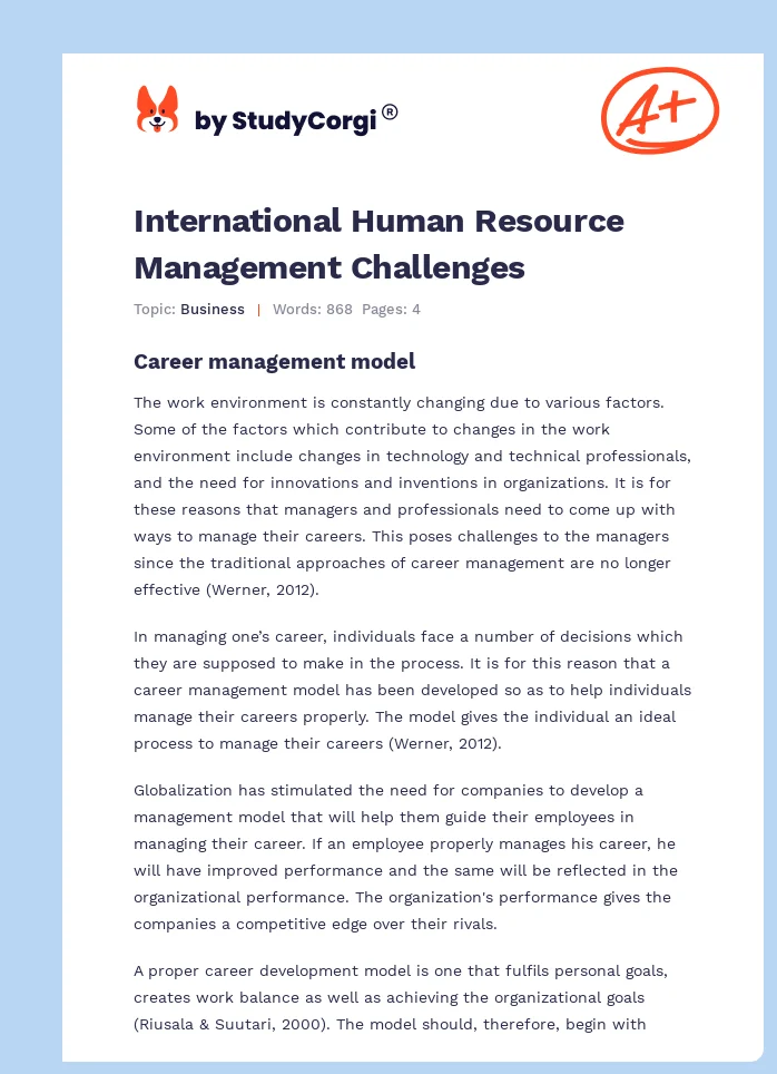 International Human Resource Management Challenges. Page 1